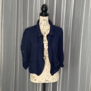 Mine navy zip up with 3/4 sleeves
